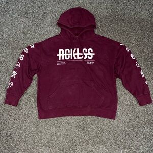 Young & Reckless Vintage OG Maroon Red White Hoodie